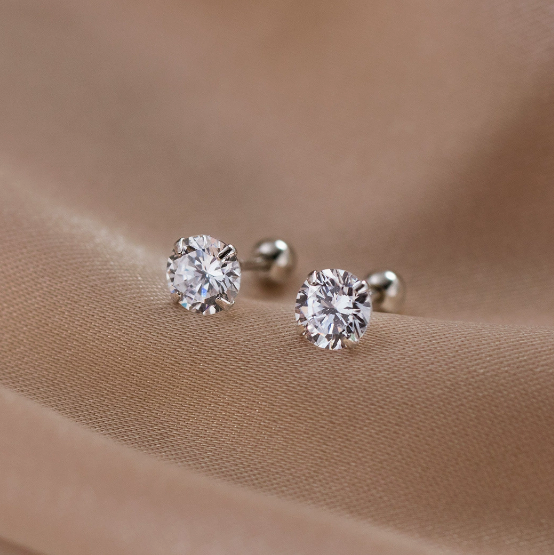 Stud Earrings,Sterling Silver Stud Earrings,Tiny Stud Earrings,Minimalist Earrings,Earrings Studs,Earring Findings, Geometric Single drill light bead Earrings (YER163)