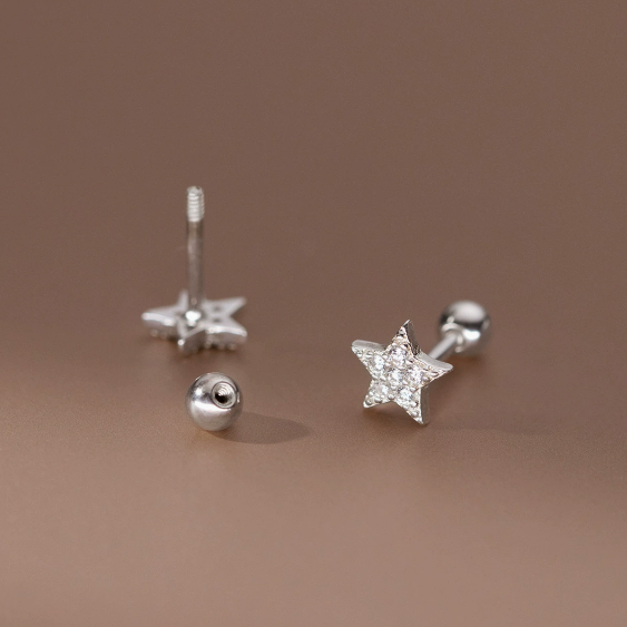 Stud Earrings,Sterling Silver Stud Earrings,Tiny Stud Earrings,Minimalist Earrings,Earrings Studs,Earring Findings, Geometric Full of drill star thread Earrings (YER165)