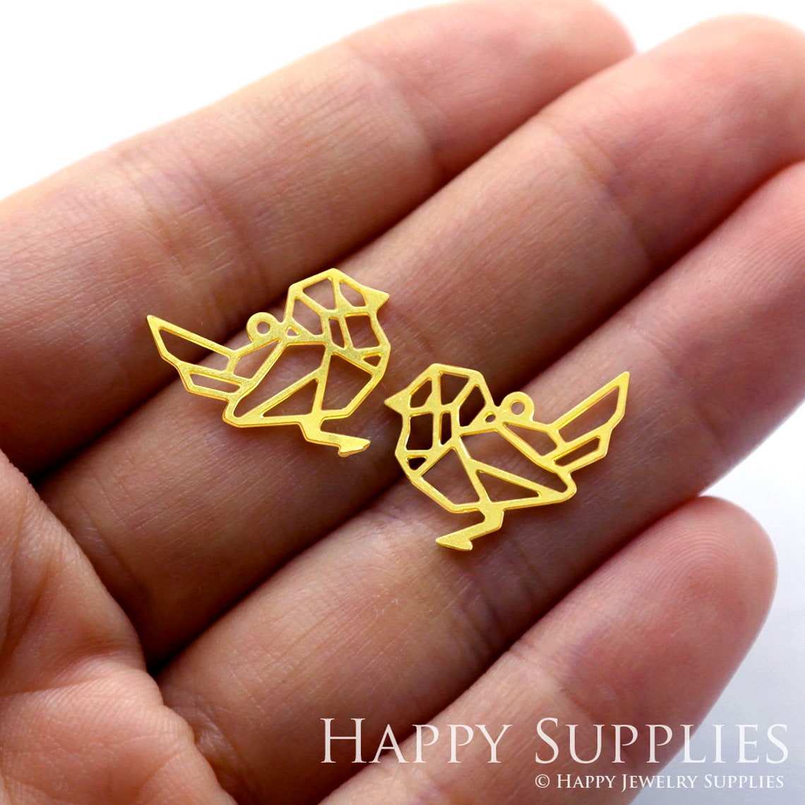 2pc Brass Jewelry Charms, Bird Raw Brass Earring Charms, Brass Jewelry Pendants, Raw Brass Jewelry Findings, Brass Pendants Jewelry Wholesale (RD068)