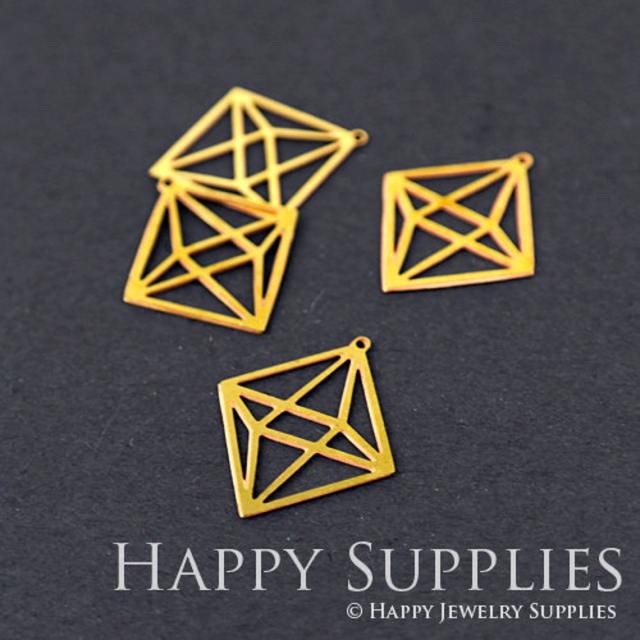 2pcs Brass Jewelry Charms, Three-Dimensional Geometric Raw Brass Earring Charms, Brass Jewelry Pendants, Raw Brass Jewelry Findings, Brass Pendants Jewelry Wholesale (RD039)