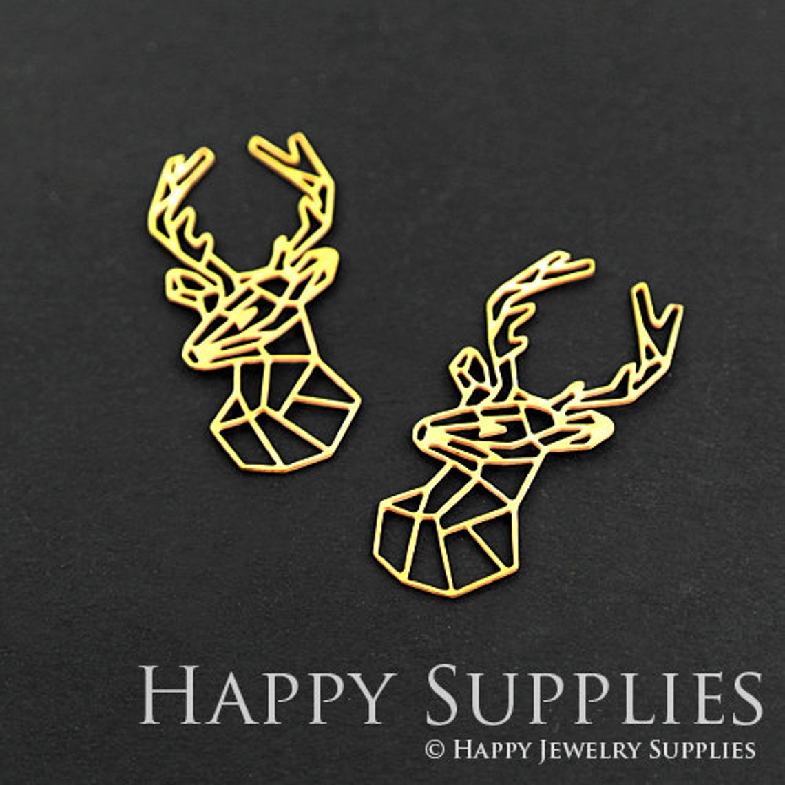 2pcs Brass Jewelry Charms, Deer Raw Brass Earring Charms, Brass Jewelry Pendants, Raw Brass Jewelry Findings, Brass Pendants Jewelry Wholesale (RD080)