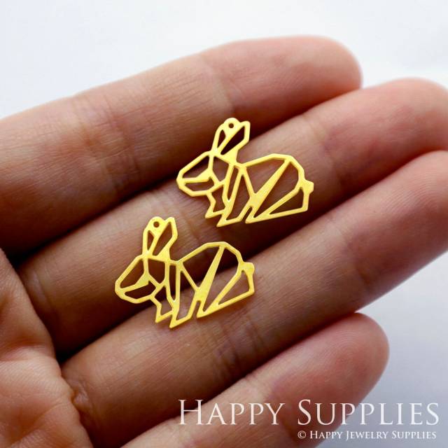 2pcs Brass Jewelry Charms, Rabbit Raw Brass Earring Charms, Brass Jewelry Pendants, Raw Brass Jewelry Findings, Brass Pendants Jewelry Wholesale (RD073)