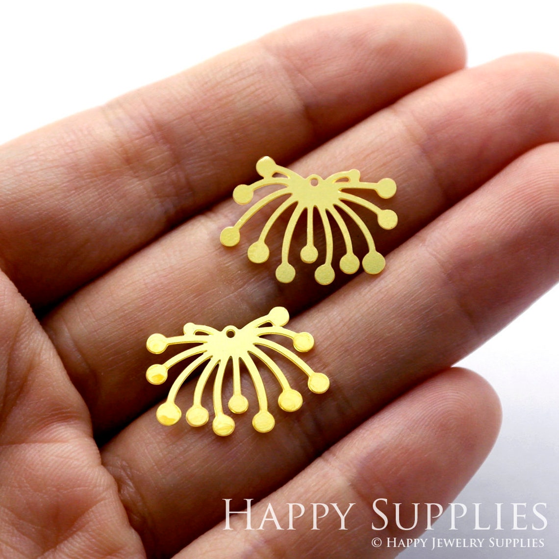 2pcs Brass Jewelry Charms, Dandelion Flower  Raw Brass Earring Charms, Brass Jewelry Pendants, Raw Brass Jewelry Findings, Brass Pendants Jewelry Wholesale (RD014)