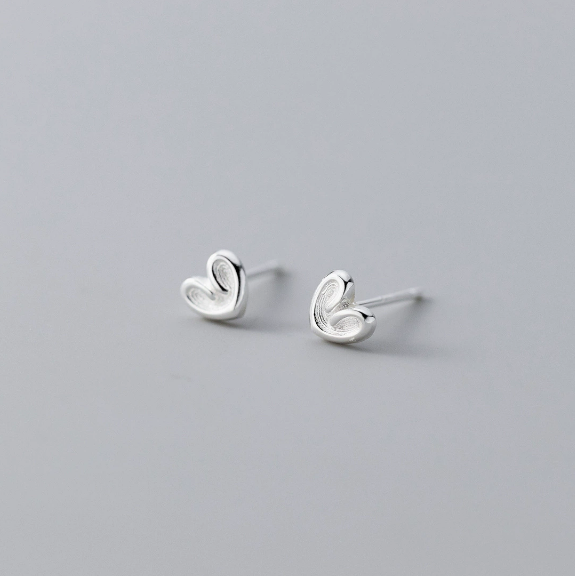 Stud Earrings,Sterling Silver Stud Earrings,Tiny Stud Earrings,Minimalist Earrings,Earrings Studs,Earring Findings, Geometric love Earrings (YER173)