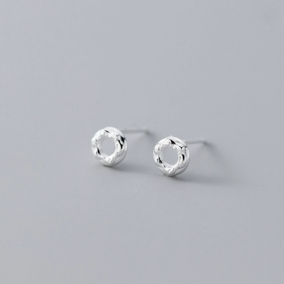 Stud Earrings,Sterling Silver Stud Earrings,Tiny Stud Earrings,Minimalist Earrings,Earrings Studs,Earring Findings, Geometric donut Earrings (YER176)