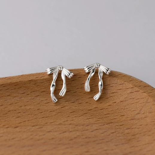 Stud Earrings,Sterling Silver Stud Earrings,Tiny Stud Earrings,Minimalist Earrings,Earrings Studs,Earring Findings, Geometric Ribbon bow Earrings (YER181)