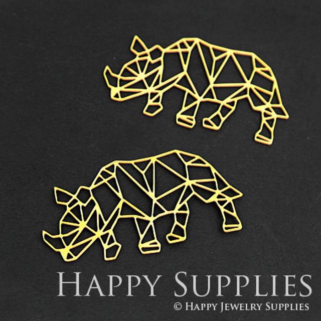 2pcs Brass Jewelry Charms, Rhino Raw Brass Earring Charms, Brass Jewelry Pendants, Raw Brass Jewelry Findings, Brass Pendants Jewelry Wholesale (RD082)