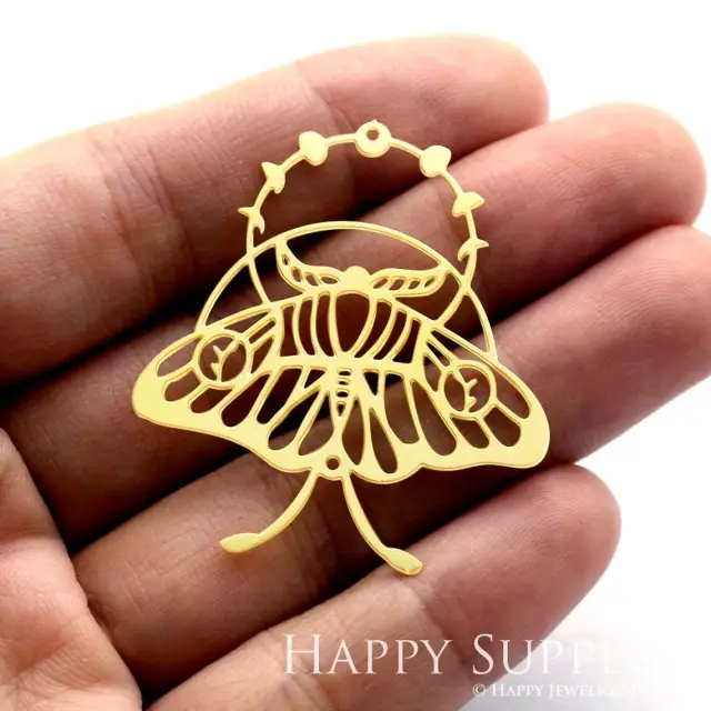 2pcs Brass Jewelry Charms, Geometric Moth Raw Brass Earring Charms, Brass Jewelry Pendants, Raw Brass Jewelry Findings, Brass Pendants Jewelry Wholesale (RD1341)