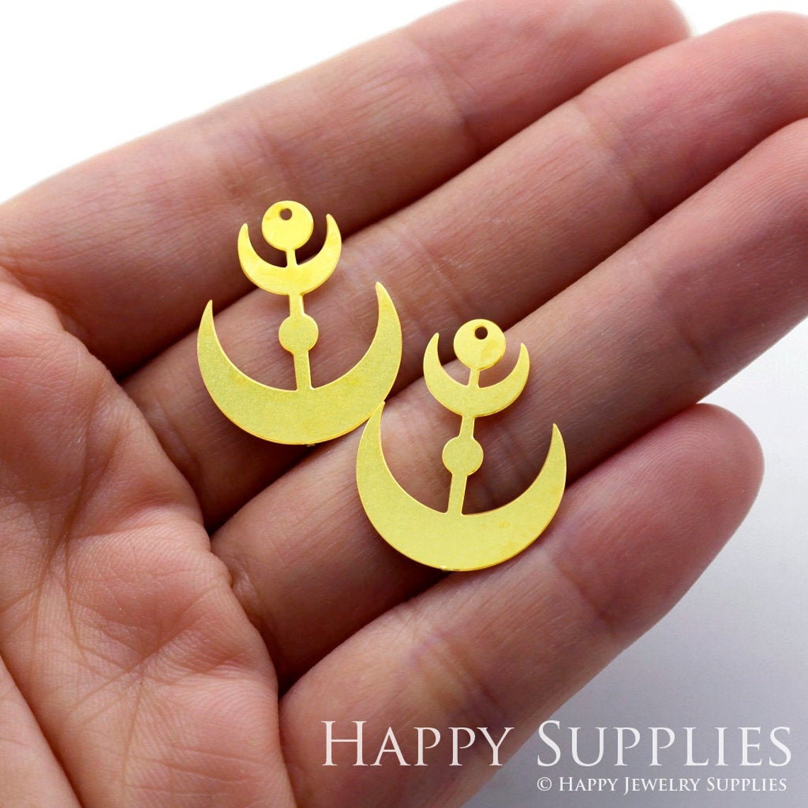 2pcs Brass Jewelry Charms, Moon Raw Brass Earring Charms, Brass Jewelry Pendants, Raw Brass Jewelry Findings, Brass Pendants Jewelry Wholesale (RD1259)