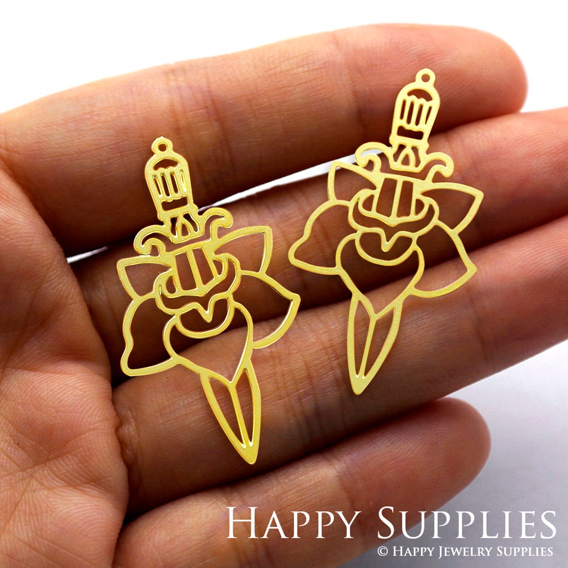 2pcs Brass Jewelry Charms, Love Raw Brass Earring Charms, Brass Jewelry Pendants, Raw Brass Jewelry Findings, Brass Pendants Jewelry Wholesale (RD1054)