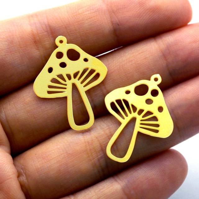 2pcs Brass Jewelry Charms, Mushroom Raw Brass Earring Charms, Brass Jewelry Pendants, Raw Brass Jewelry Findings, Brass Pendants Jewelry Wholesale (RD1061)