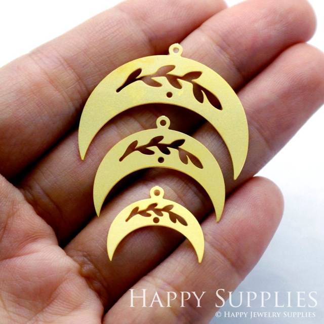 2pcs Brass Jewelry Charms, Moon  Raw Brass Earring Charms, Brass Jewelry Pendants, Raw Brass Jewelry Findings, Brass Pendants Jewelry Wholesale (RD1337)
