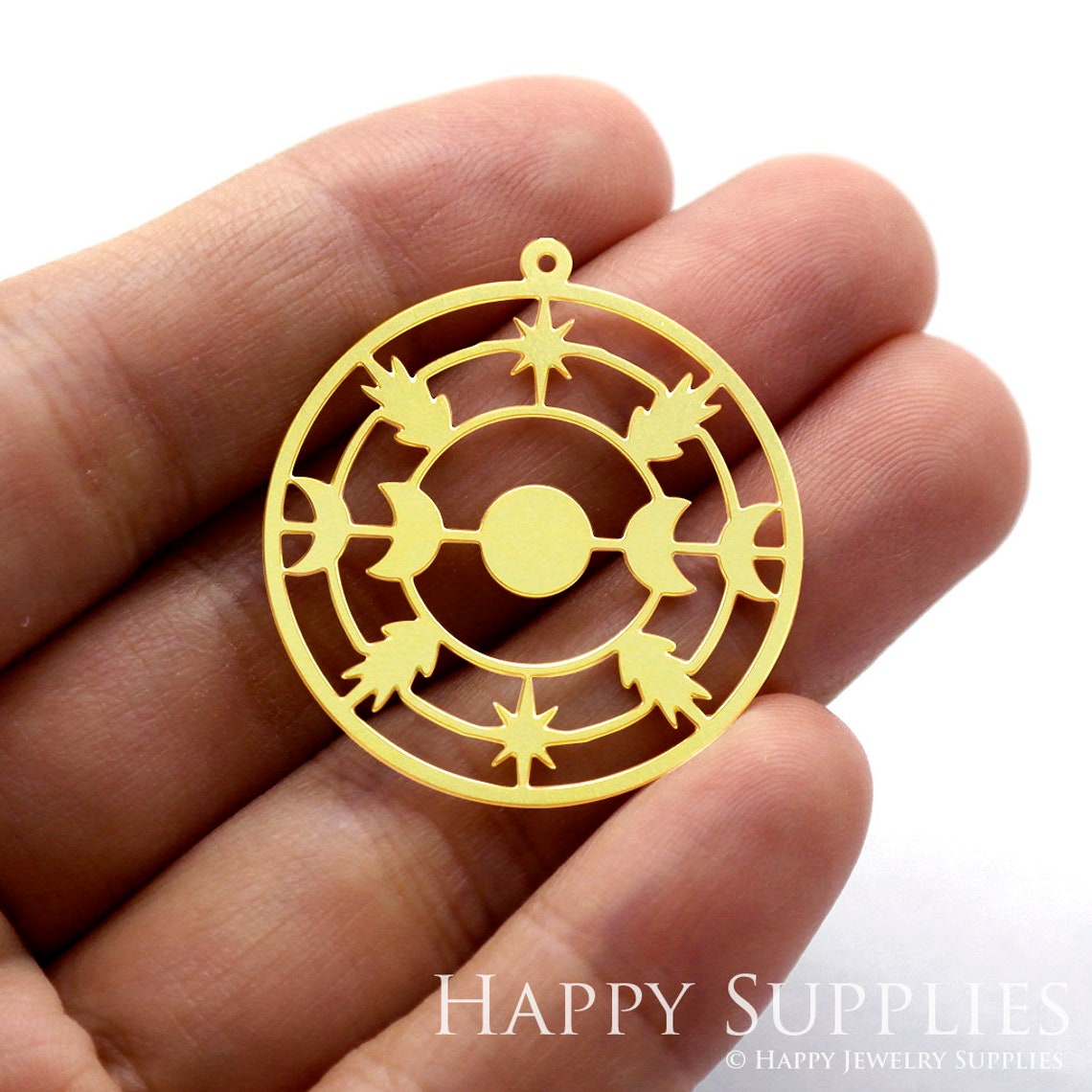 2pcs Brass Jewelry Charms, Round Raw Brass Earring Charms, Brass Jewelry Pendants, Raw Brass Jewelry Findings, Brass Pendants Jewelry Wholesale (RD1304)