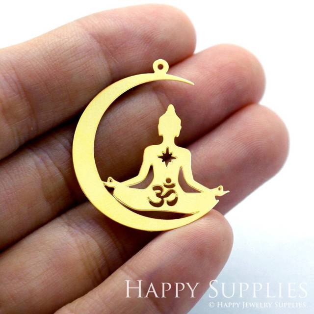 2pcs Brass Jewelry Charms, Buddha in Moon Raw Brass Earring Charms, Brass Jewelry Pendants, Raw Brass Jewelry Findings, Brass Pendants Jewelry Wholesale (RD1329)