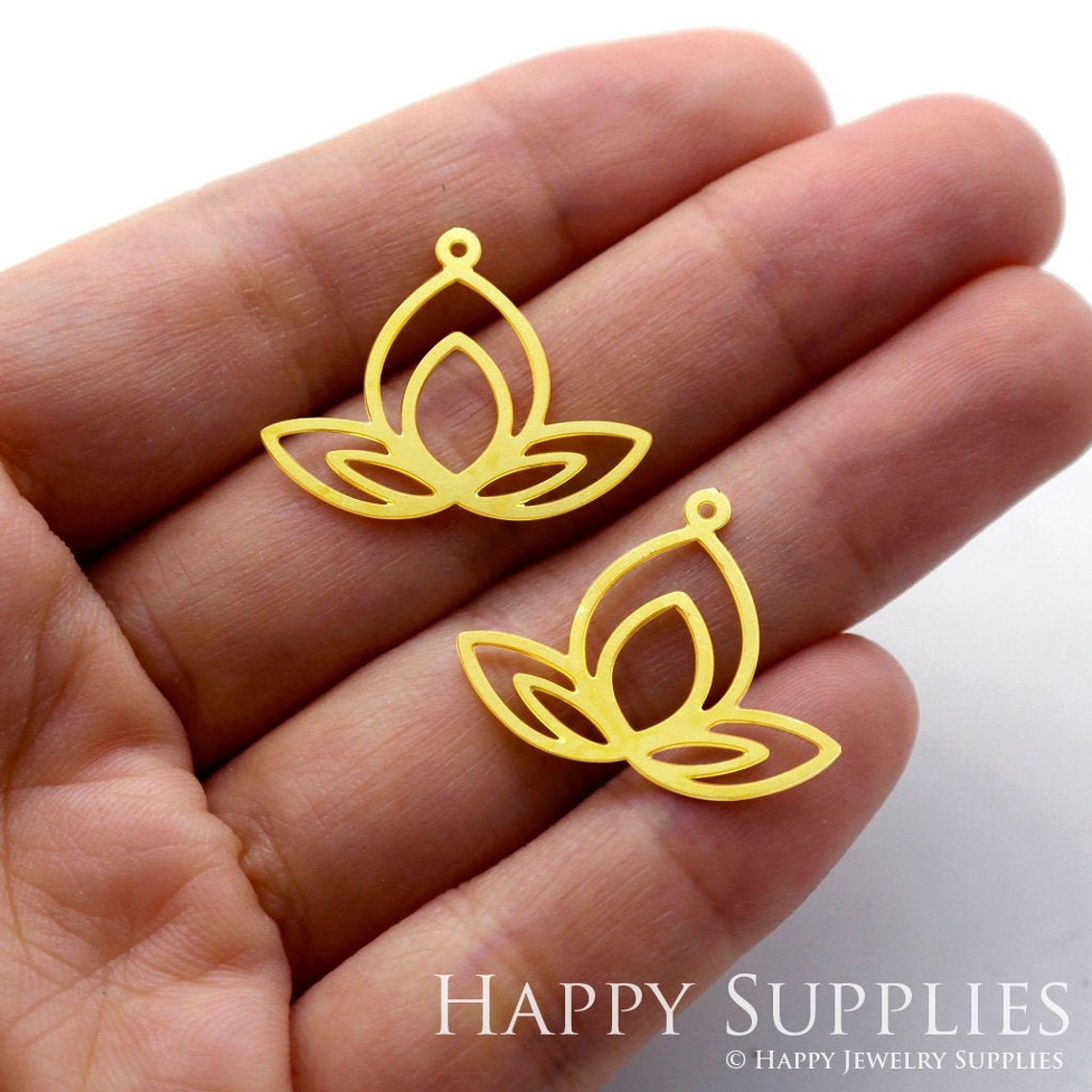 2pcs Brass Jewelry Charms, Lotus Raw Brass Earring Charms, Brass Jewelry Pendants, Raw Brass Jewelry Findings, Brass Pendants Jewelry Wholesale (RD1267)