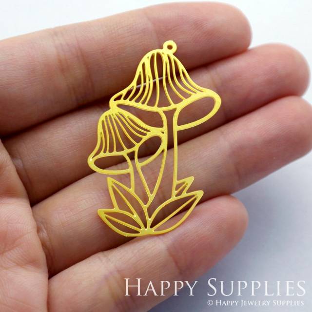 2pcs Brass Jewelry Charms, Mushroom Raw Brass Earring Charms, Brass Jewelry Pendants, Raw Brass Jewelry Findings, Brass Pendants Jewelry Wholesale (RD1231)