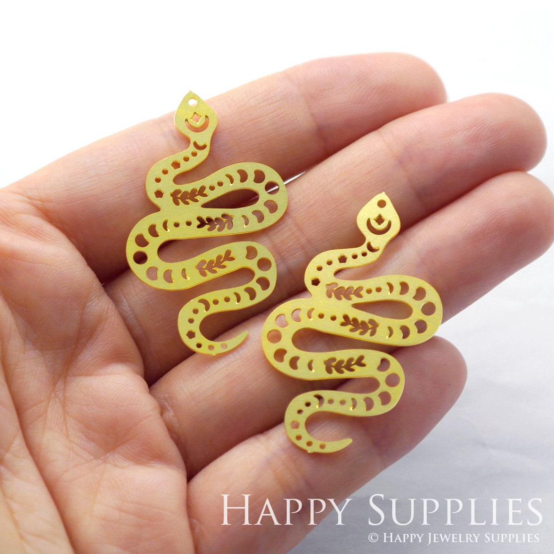 2pcs Brass Jewelry Charms,  Snake Raw Brass Earring Charms, Brass Jewelry Pendants, Raw Brass Jewelry Findings, Brass Pendants Jewelry Wholesale (RD1030)