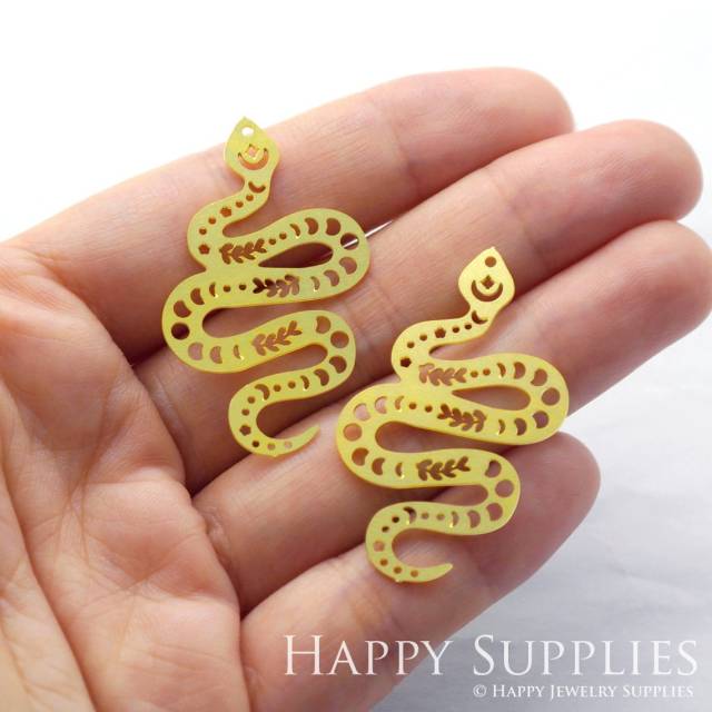 2pcs Brass Jewelry Charms,  Snake Raw Brass Earring Charms, Brass Jewelry Pendants, Raw Brass Jewelry Findings, Brass Pendants Jewelry Wholesale (RD1030)