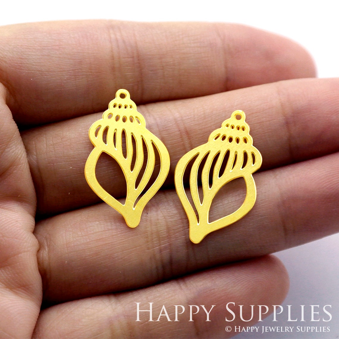 2pcs Brass Jewelry Charms, Conch Raw Brass Earring Charms, Brass Jewelry Pendants, Raw Brass Jewelry Findings, Brass Pendants Jewelry Wholesale (RD1287)