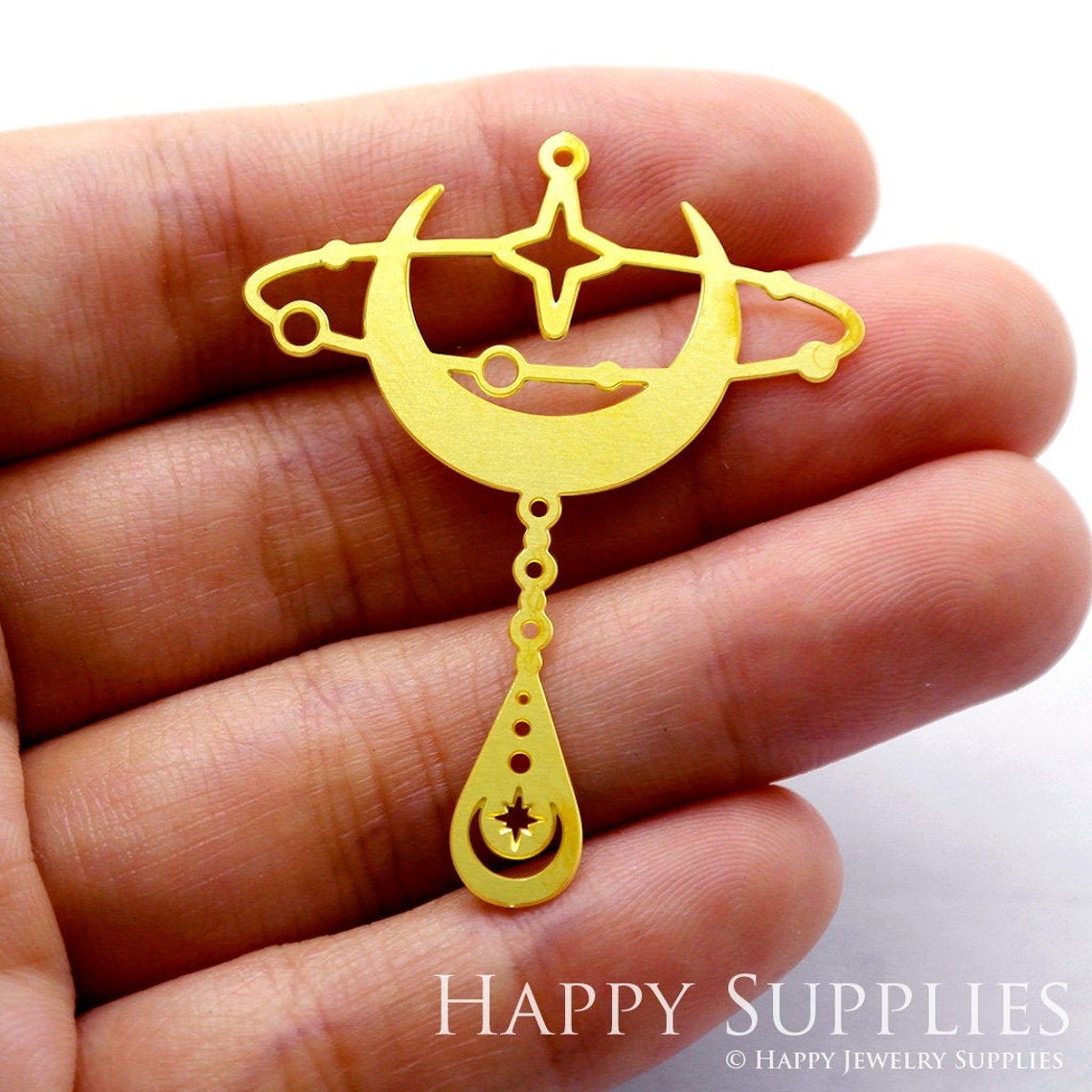 2pcs Brass Jewelry Charms, Moon Raw Brass Earring Charms, Brass Jewelry Pendants, Raw Brass Jewelry Findings, Brass Pendants Jewelry Wholesale (RD1127)
