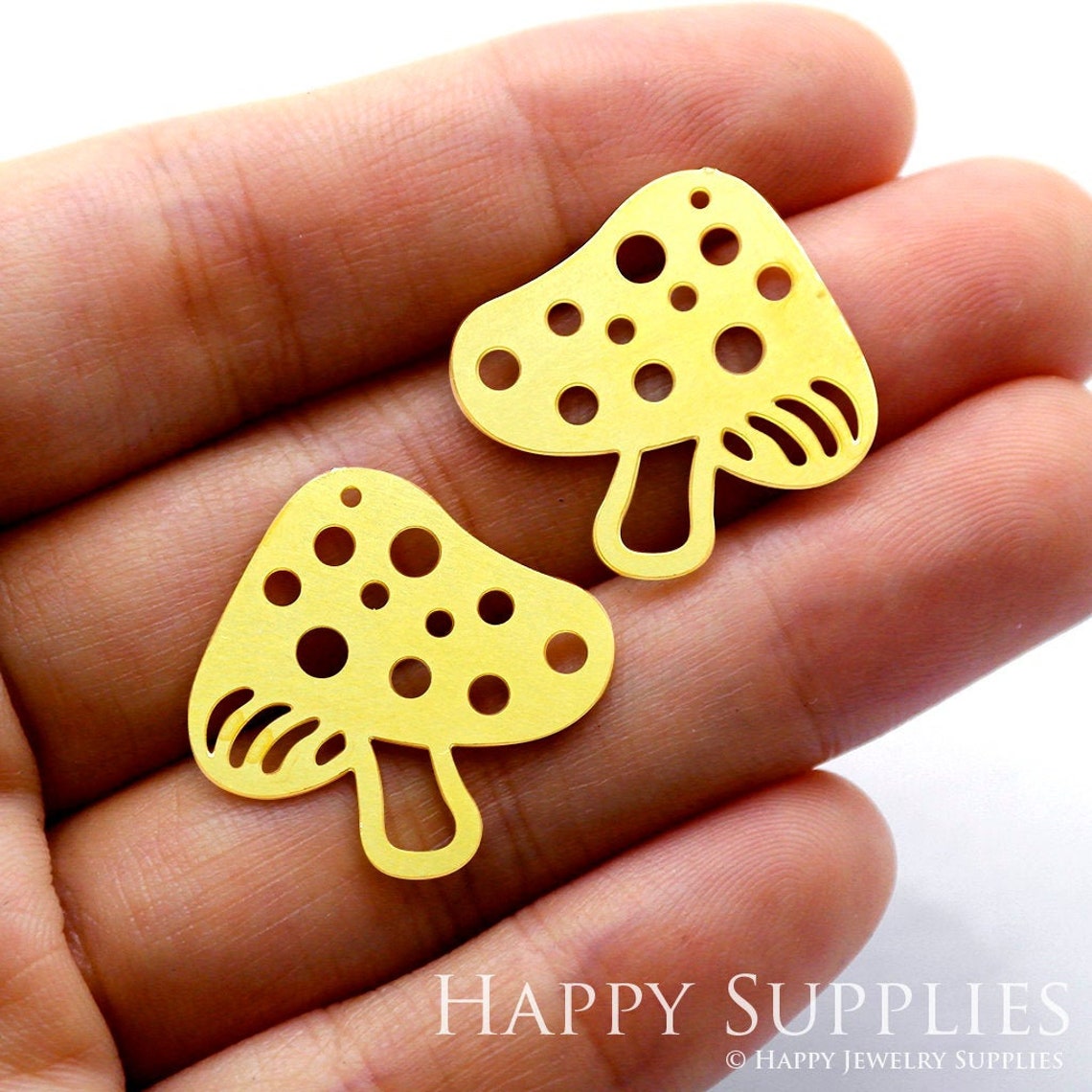 2pcs Brass Jewelry Charms, Mushroom Raw Brass Earring Charms, Brass Jewelry Pendants, Raw Brass Jewelry Findings, Brass Pendants Jewelry Wholesale (RD1111)