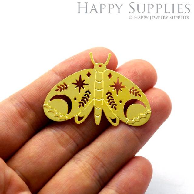 2pcs Brass Jewelry Charms, Geometric Moth Raw Brass Earring Charms, Brass Jewelry Pendants, Raw Brass Jewelry Findings, Brass Pendants Jewelry Wholesale (RD1042)