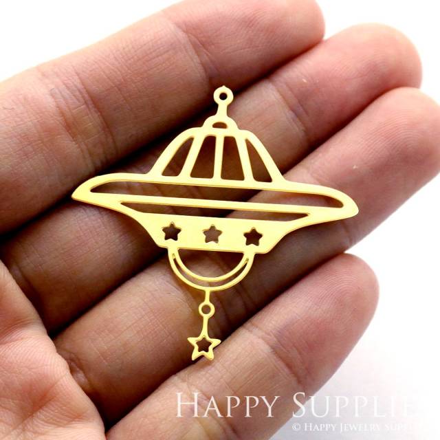 2pcs Brass Jewelry Charms, Spacecraft  Raw Brass Earring Charms, Brass Jewelry Pendants, Raw Brass Jewelry Findings, Brass Pendants Jewelry Wholesale (RD1340)