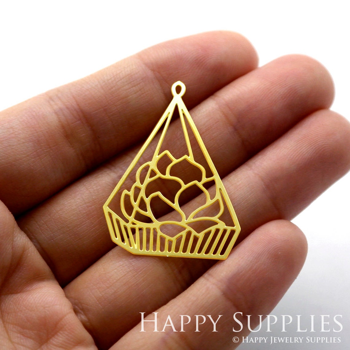2pcs Brass Jewelry Charms,  Flower Raw Brass Earring Charms, Brass Jewelry Pendants, Raw Brass Jewelry Findings, Brass Pendants Jewelry Wholesale (RD1207)