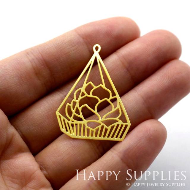 2pcs Brass Jewelry Charms,  Flower Raw Brass Earring Charms, Brass Jewelry Pendants, Raw Brass Jewelry Findings, Brass Pendants Jewelry Wholesale (RD1207)