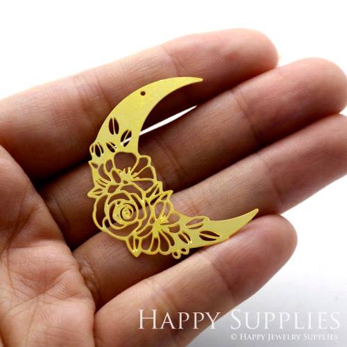 2pcs Brass Jewelry Charms,  Moon Raw Brass Earring Charms, Brass Jewelry Pendants, Raw Brass Jewelry Findings, Brass Pendants Jewelry Wholesale (RD1201)