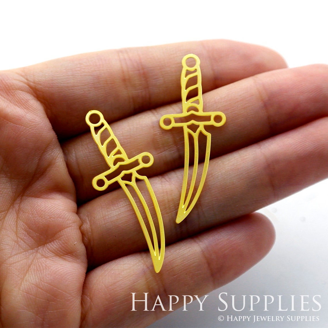 2pcs Brass Jewelry Charms, Knife Raw Brass Earring Charms, Brass Jewelry Pendants, Raw Brass Jewelry Findings, Brass Pendants Jewelry Wholesale (RD1197)