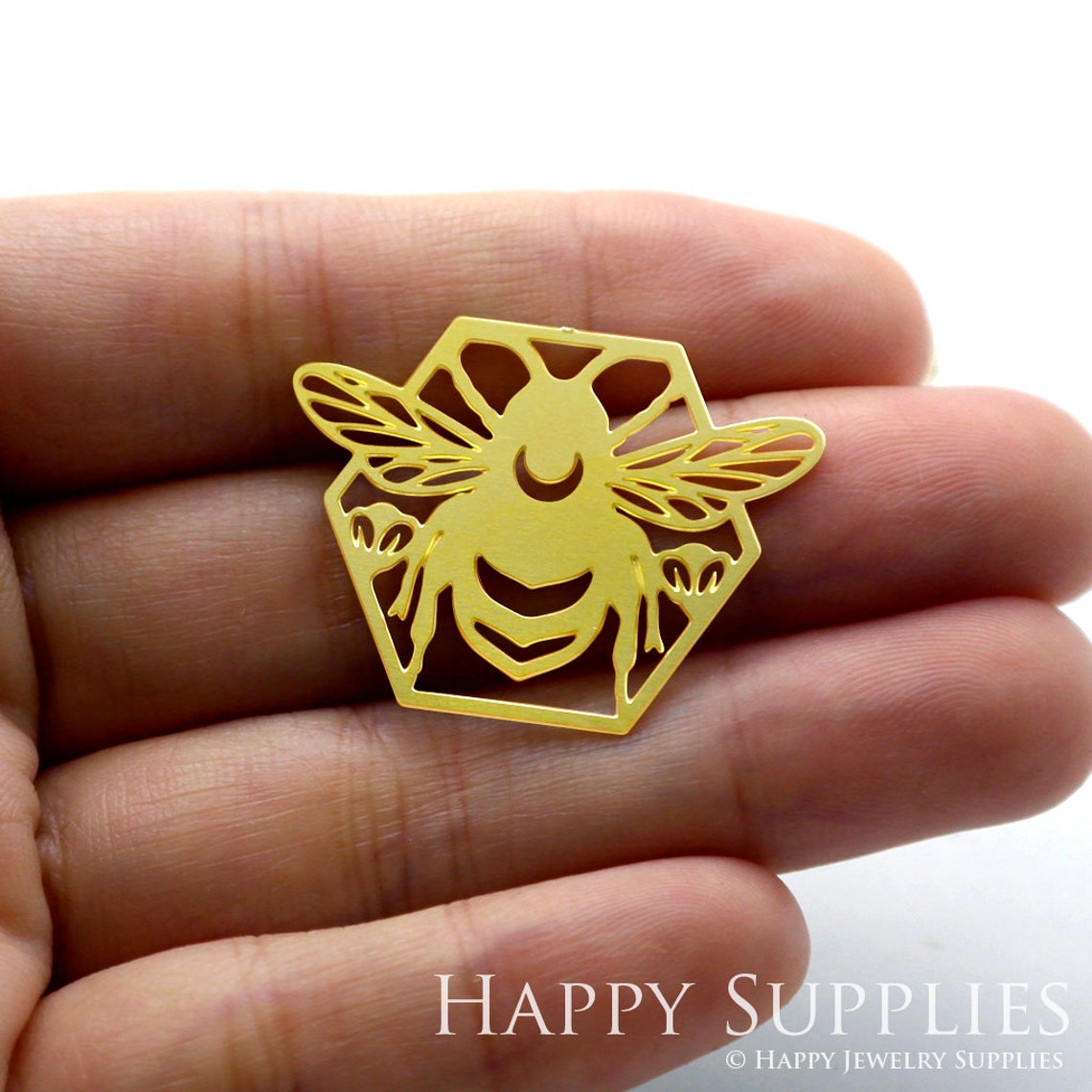 2pcs Brass Jewelry Charms, Bee  Raw Brass Earring Charms, Brass Jewelry Pendants, Raw Brass Jewelry Findings, Brass Pendants Jewelry Wholesale (RD1220)