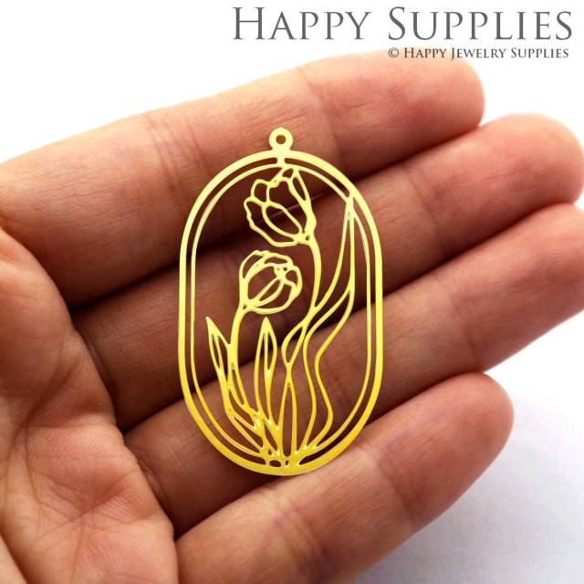 2pcs Brass Jewelry Charms, Flower Raw Brass Earring Charms, Brass Jewelry Pendants, Raw Brass Jewelry Findings, Brass Pendants Jewelry Wholesale (RD1015)