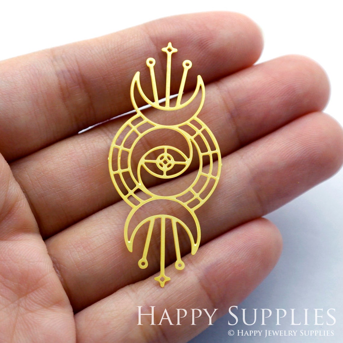 2pcs Brass Jewelry Charms， Moon Raw Brass Earring Charms, Brass Jewelry Pendants, Raw Brass Jewelry Findings, Brass Pendants Jewelry Wholesale (RD1243)
