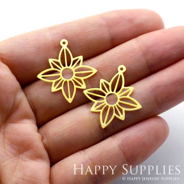 2pcs Brass Jewelry Charms, Creative Flower Raw Brass Earring Charms, Brass Jewelry Pendants, Raw Brass Jewelry Findings, Brass Pendants Jewelry Wholesale (RD1268)