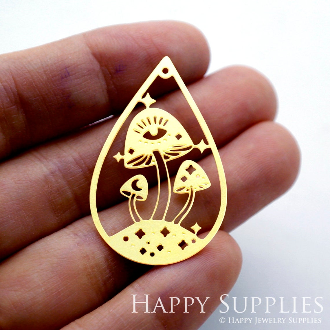 2pcs Brass Jewelry Charms, Mushroom Raw Brass Earring Charms, Brass Jewelry Pendants, Raw Brass Jewelry Findings, Brass Pendants Jewelry Wholesale (RD1535)