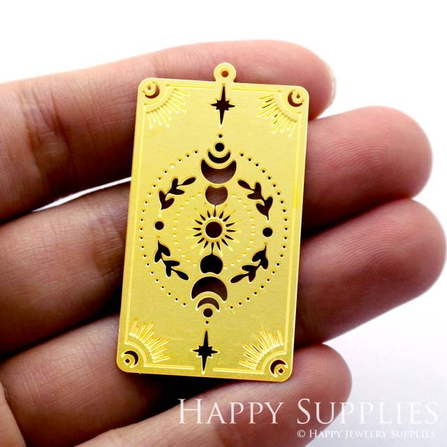 2pcs Brass Jewelry Charms,  Tarot Etched Raw Brass Earring Charms, Brass Jewelry Pendants, Raw Brass Jewelry Findings, Brass Pendants Jewelry Wholesale (RD1497)