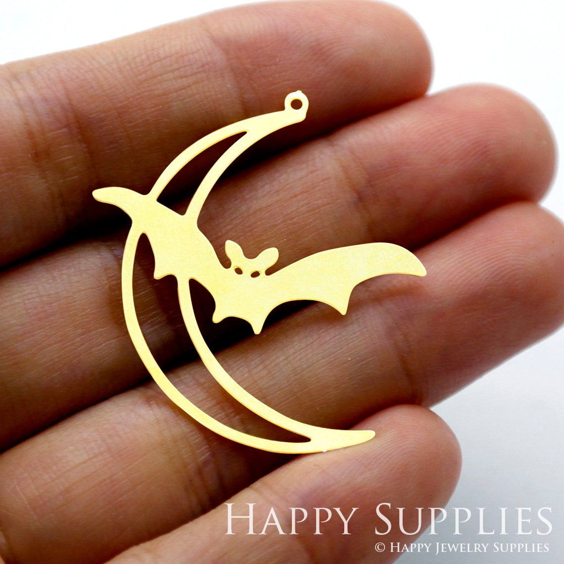 2pcs Brass Jewelry Charms, Bat Raw Brass Earring Charms, Brass Jewelry Pendants, Raw Brass Jewelry Findings, Brass Pendants Jewelry Wholesale (RD1504)