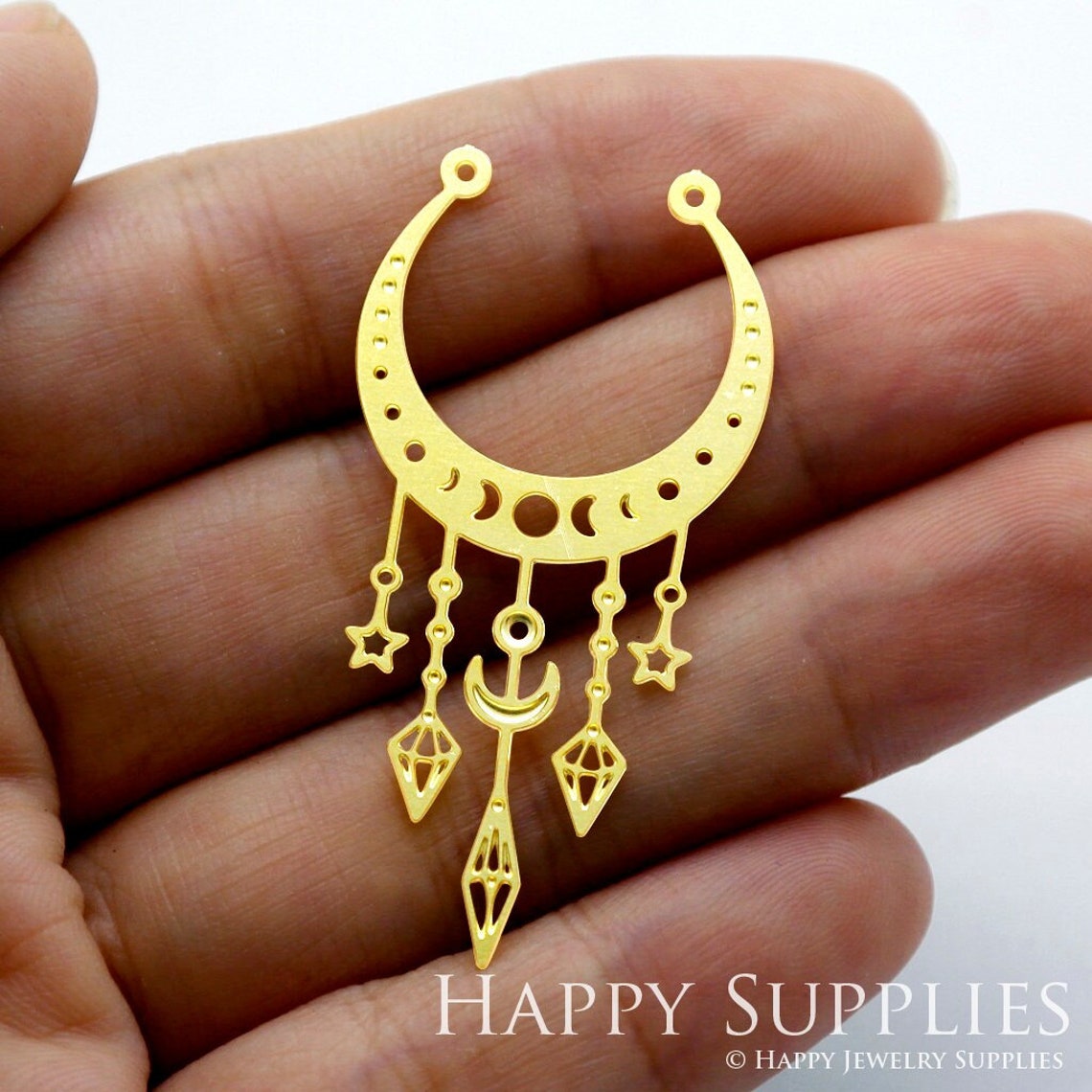 2pcs Brass Jewelry Charms, Moon phase Raw Brass Earring Charms, Brass Jewelry Pendants, Raw Brass Jewelry Findings, Brass Pendants Jewelry Wholesale (RD1372)