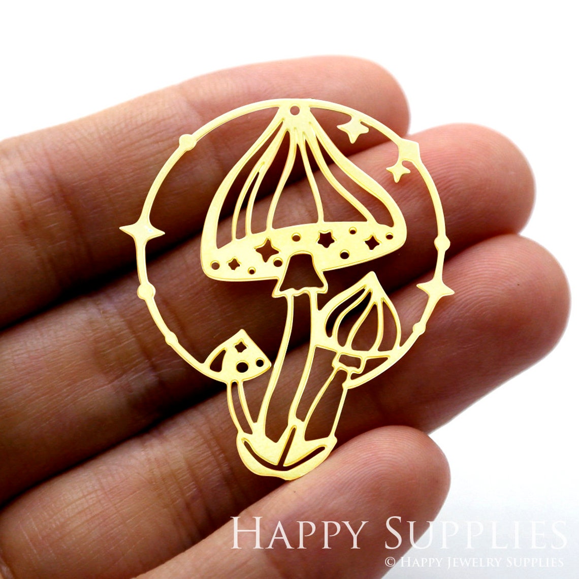2pcs Brass Jewelry Charms, Mushroom Raw Brass Earring Charms, Brass Jewelry Pendants, Raw Brass Jewelry Findings, Brass Pendants Jewelry Wholesale (RD1500)