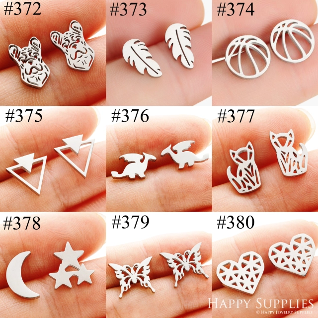 1 Pair Stainless Steel Earrings / Stud Earrings / Gold Earrings/ Black Earrings / earrings studs/ stud earrings for women (ZE372-ZE380)