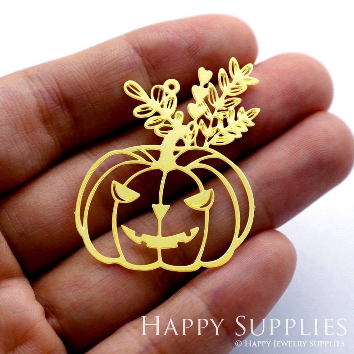 2pcs Brass Jewelry Charms, Pumpkin Raw Brass Earring Charms, Brass Jewelry Pendants, Raw Brass Jewelry Findings, Brass Pendants Jewelry Wholesale (RD1359)