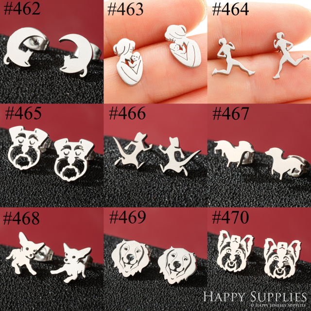 1 Pair Stainless Steel Earrings / Stud Earrings / Gold Earrings/ Black Earrings / earrings studs/ stud earrings for women (ZE462- ZE470)