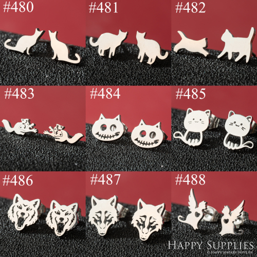 1 Pair Stainless Steel Earrings / Stud Earrings / Gold Earrings/ Black Earrings / earrings studs/ stud earrings for women (ZE480- ZE488)