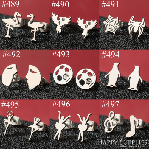 1 Pair Stainless Steel Earrings / Stud Earrings / Gold Earrings/ Black Earrings / earrings studs/ stud earrings for women (ZE489- ZE497)