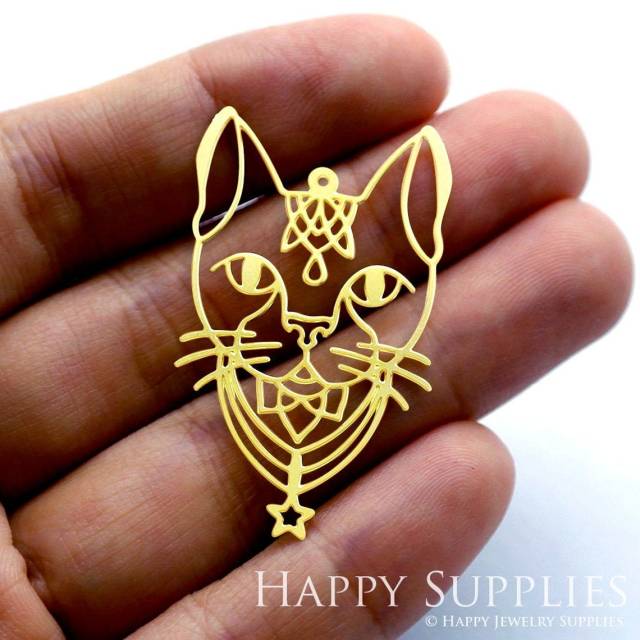 2pcs Brass Jewelry Charms, Cat Raw Brass Earring Charms, Brass Jewelry Pendants, Raw Brass Jewelry Findings, Brass Pendants Jewelry Wholesale (RD1355)
