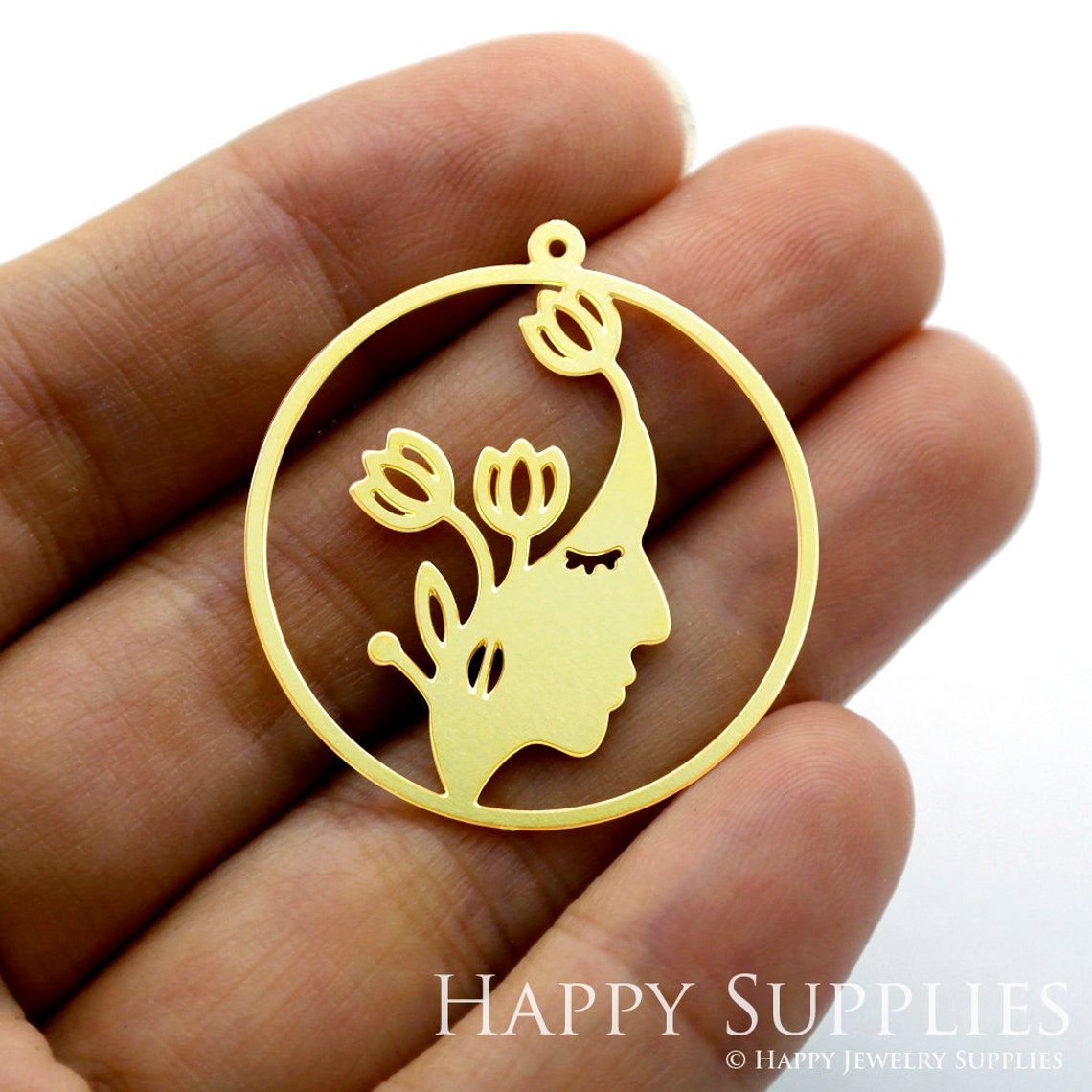 2pcs Brass Jewelry Charms, Girl Raw Brass Earring Charms, Brass Jewelry Pendants, Raw Brass Jewelry Findings, Brass Pendants Jewelry Wholesale (RD1391)
