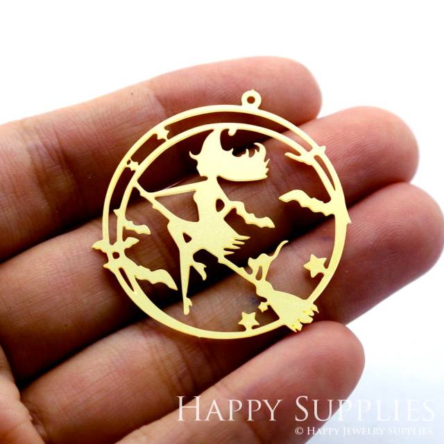 2pcs Brass Jewelry Charms, Witch Raw Brass Earring Charms, Brass Jewelry Pendants, Raw Brass Jewelry Findings, Brass Pendants Jewelry Wholesale (RD1463)