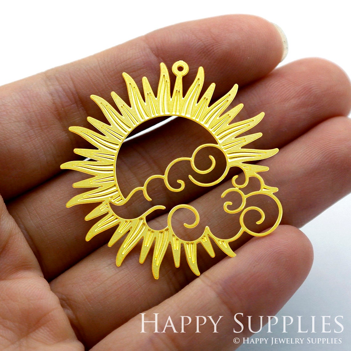 2pcs Brass Jewelry Charms, Sun Raw Brass Earring Charms, Brass Jewelry Pendants, Raw Brass Jewelry Findings, Brass Pendants Jewelry Wholesale (RD1375)