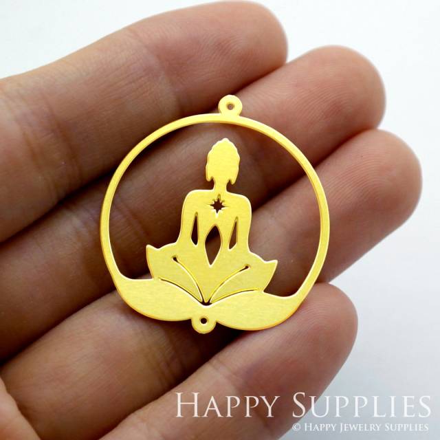2pcs Brass Jewelry Charms, Buddha in Lotus Raw Brass Earring Charms, Brass Jewelry Pendants, Raw Brass Jewelry Findings, Brass Pendants Jewelry Wholesale (RD1406)